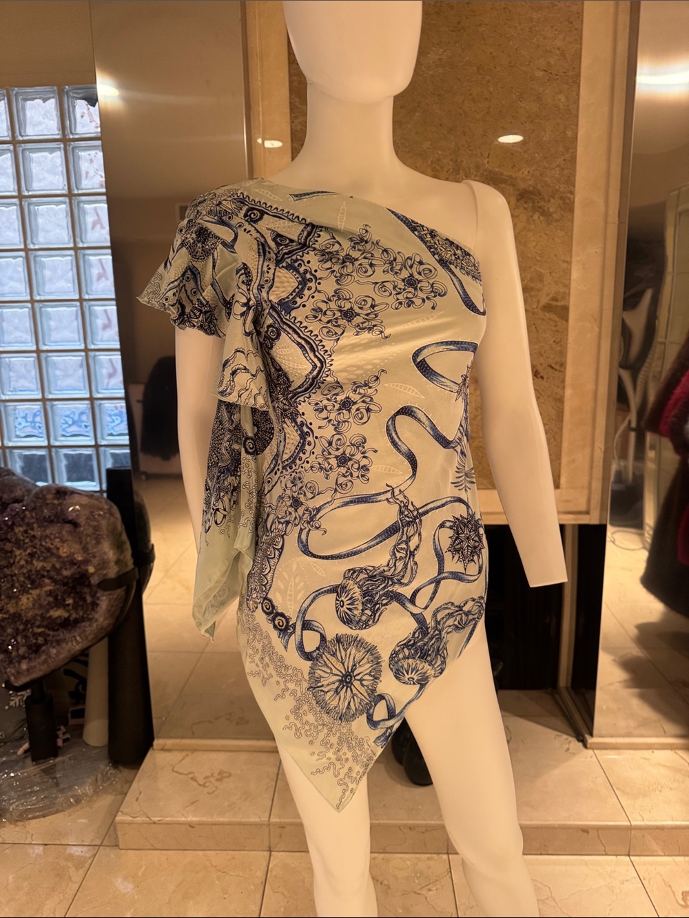 Roberto Cavalli Silk Asymmetrical Silk Top